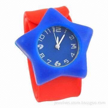 Kid's Slap Watch, Made of Silicone Band and Case, Various Colors of Dials and Straps are Available